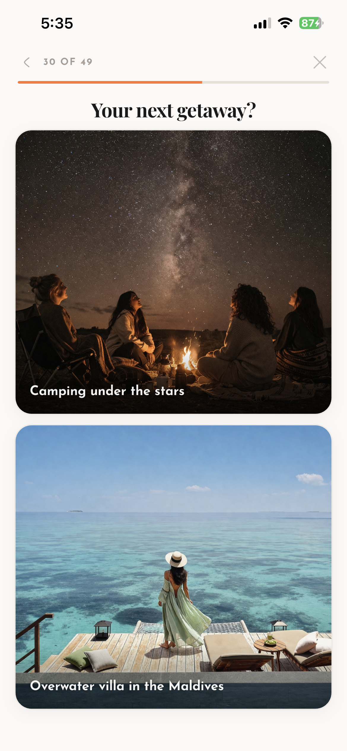 Weekly prompt — quiz question with visual choices